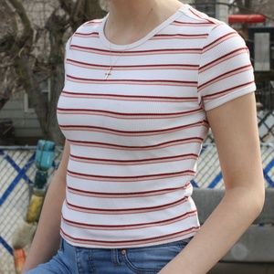 F21 Red and Yellow Striped Top